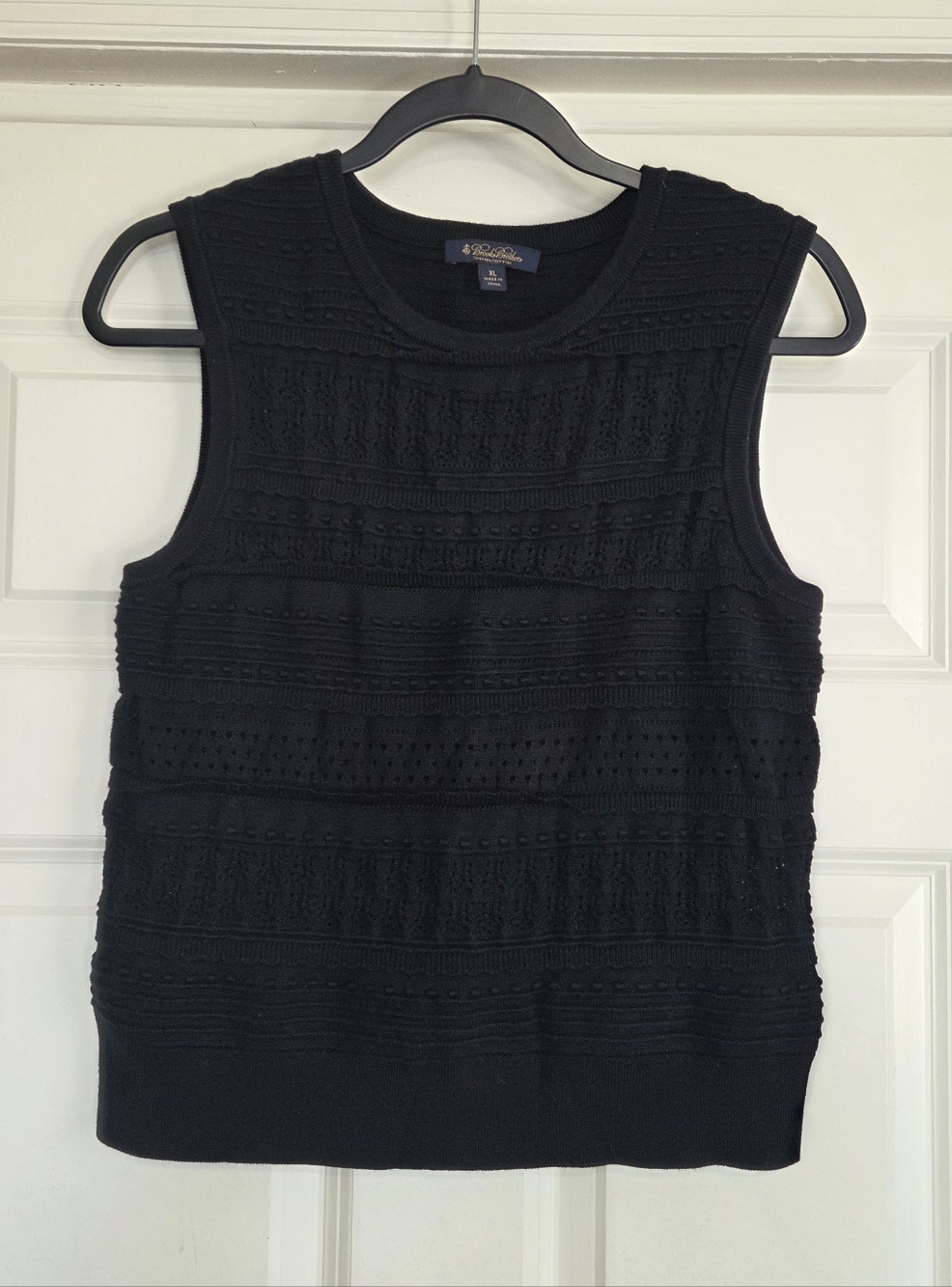 Brooks Brothers Black Textured Knit Sweater Vest - Size XL
